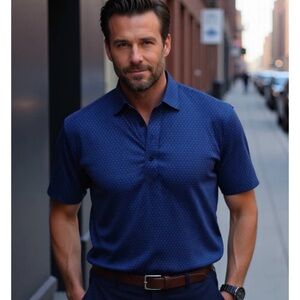 New Collars and Co Semi-Spread Collar Polo Turbo GT Navy 2XL 2X Blue Golf Casual